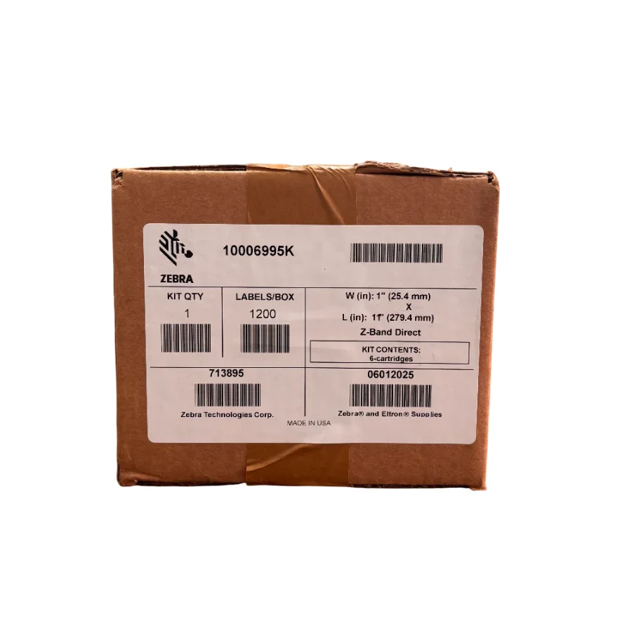 Zebra Z-band Direct - Polipropileno (pp) - Adhesivo Acrílico Permanente - Perforado - 6 MM - Blanco, Marca Negra