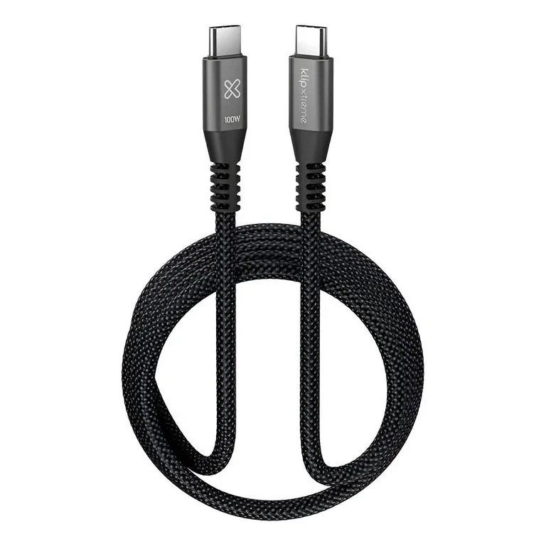 Klip Xtreme - USB Cable - 24 Pin USB-C - 3 M - Negro - 60W Braided Fast Charging