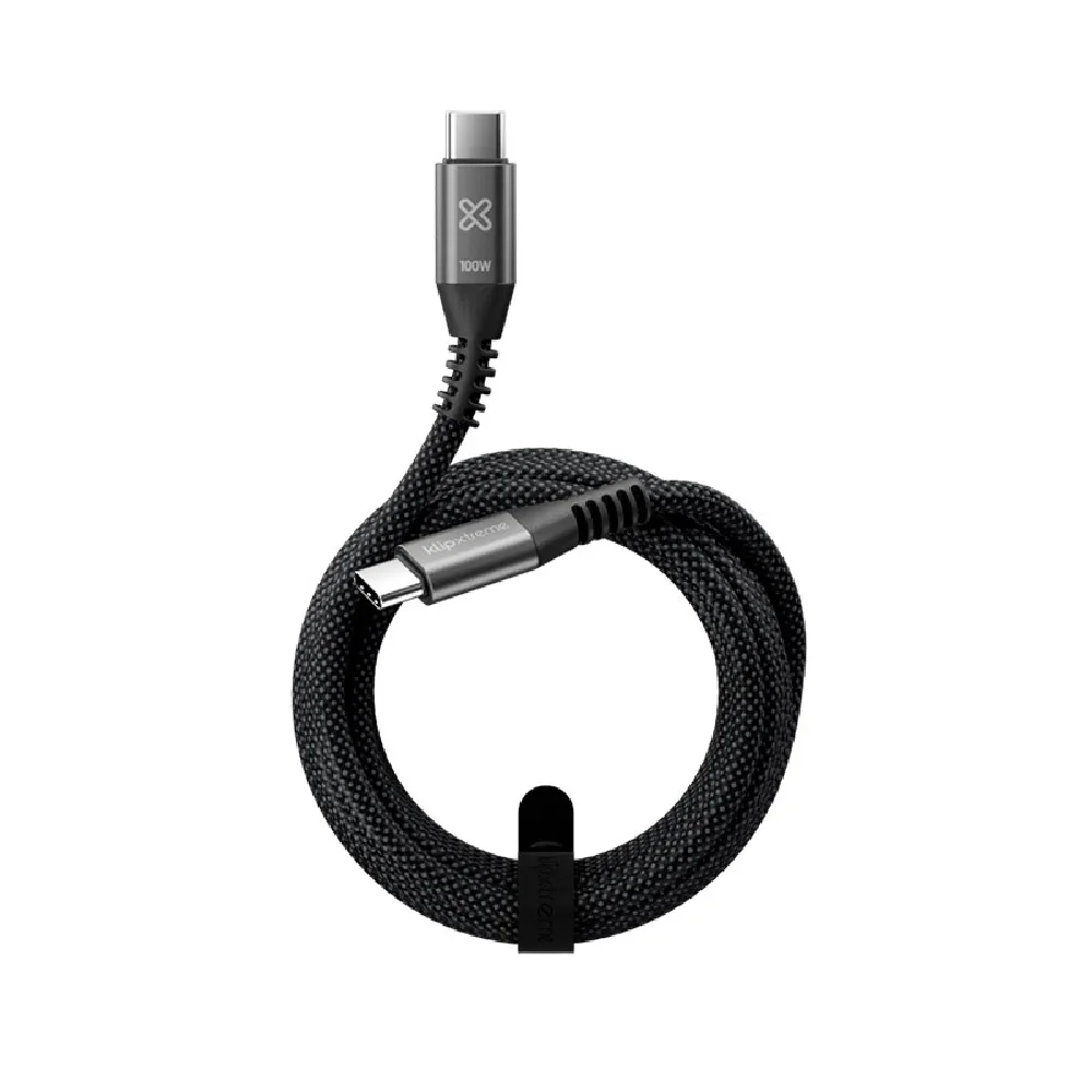 Klip Xtreme - USB Cable - 24 Pin USB-C - 3 M - Negro - 100W Braided Fast Charging