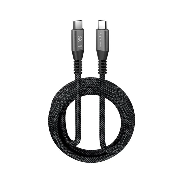 Klip Xtreme - USB Cable - 24 Pin USB-C - 3 M - Negro - 100W 10GBPS Braided Fst Charg
