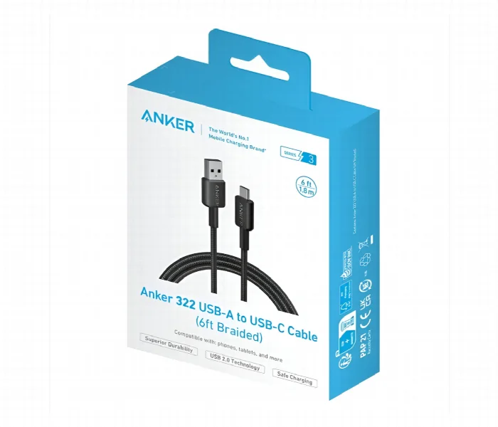 Anker - Charge · Sync Cable - 322 USB-A To USB-C Cable (6FT