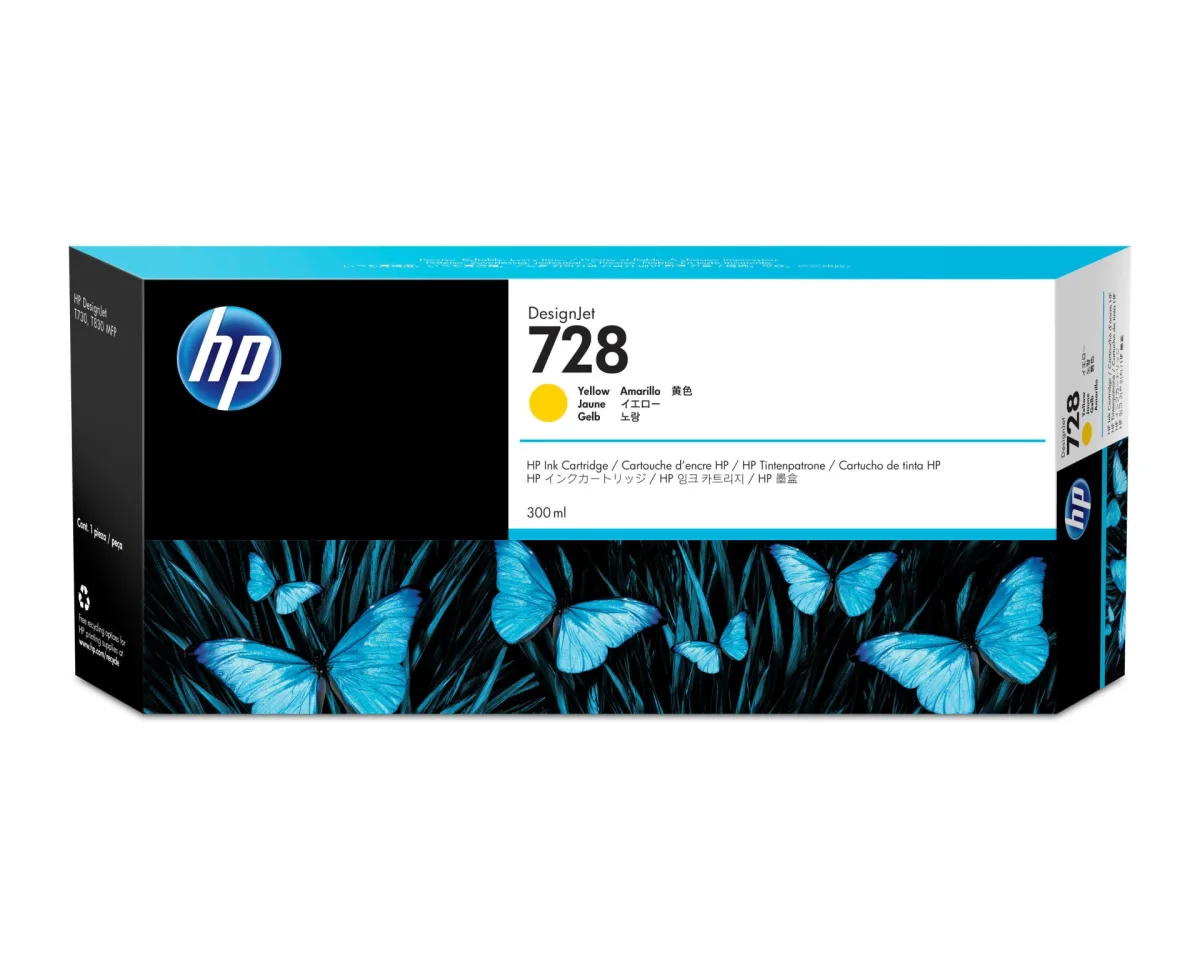 Hp 728 - 300 Ml - Amarillo - Original - Designjet - Cartucho de Tinta - para Designjet T730, T830