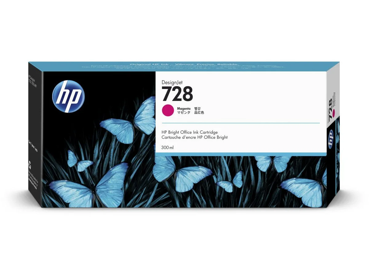 Hp 728 - 300 Ml - Magenta - Original - Designjet - Cartucho de Tinta - para Designjet T730, T830