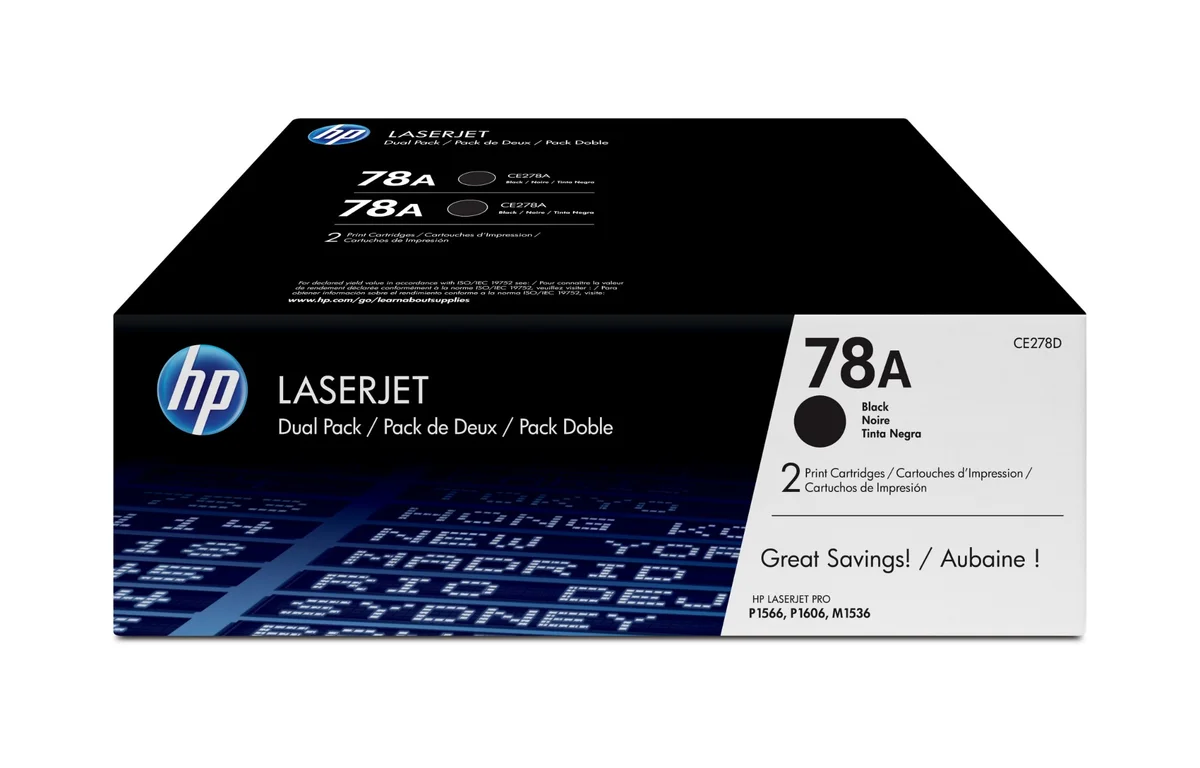 Hp 78A - Paquete de 2 - Negro - Original - Laserjet - Cartucho de Tóner (CE278AD)