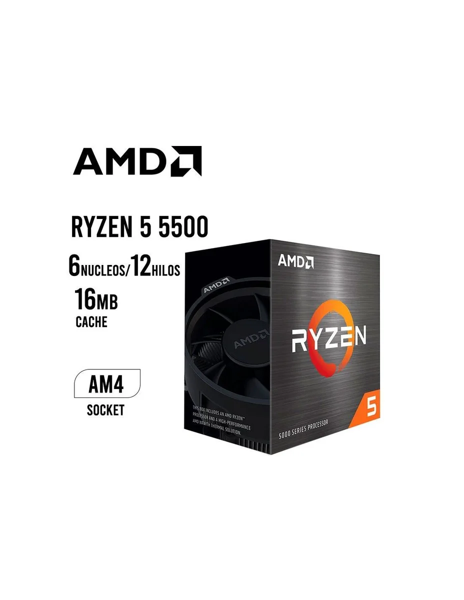 Amd Ryzen 5 5500 - 3.6 GHZ - 6 Núcleos - 12 Hilos - 16 MB Caché - Socket Amd - Caja