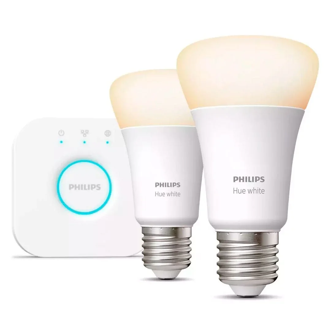 Philips Hue Blanco Starter Kit - Juego de Iluminación Inalámbrico - Bombilla LED X 2 - E27