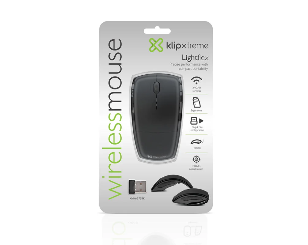 Klip Xtreme Lightflex KMW-375 - Ratón - Ergonómico - Óptico - 3 Botones - Inalámbrico - 2.4 GHZ