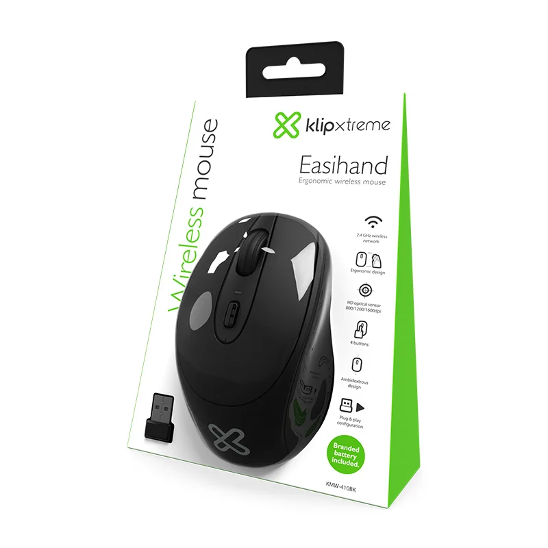 Klip Xtreme - Mouse - 2.4 GHZ - Wireless - Negro - KMW-410BK