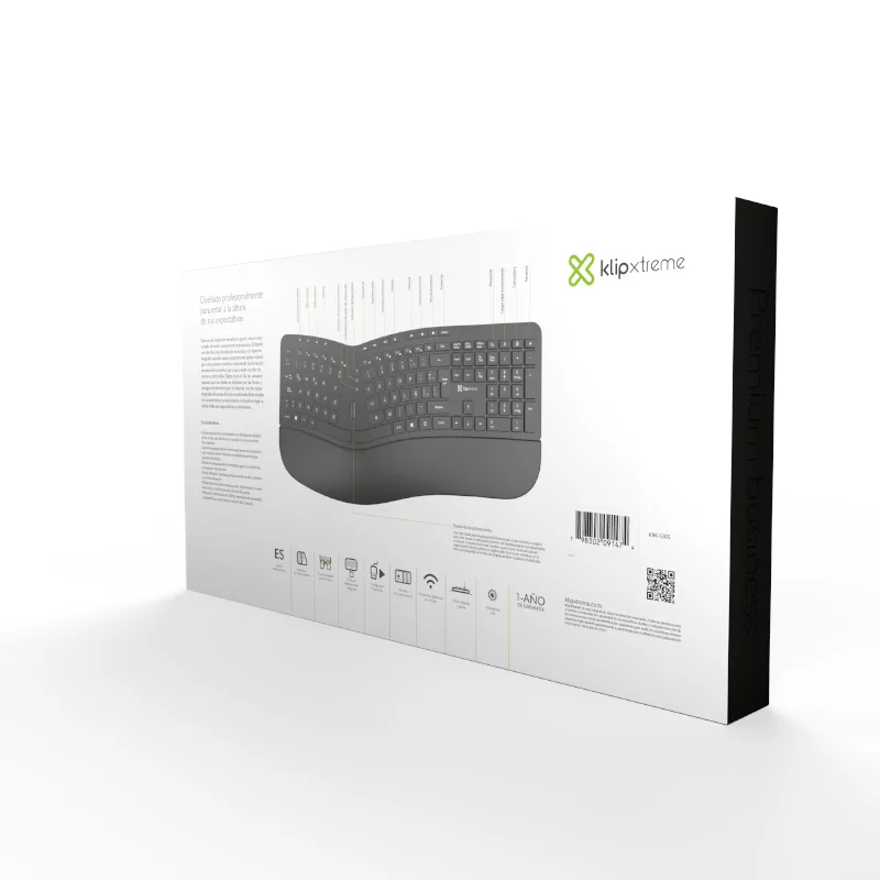 Klip Xtreme - Keyboard - Spanish - Wireless - 2.4 GHZ - All Negro - Ergonomic