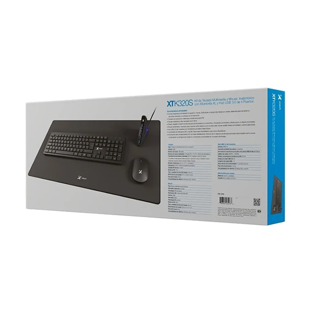 Xtech - MM Keyboard Wls, Mouse Wls, Mouse Pad XL And USB 3.0 Hub Kit - Spanish - Wireless · Wired - 2.4 GHZ · USB