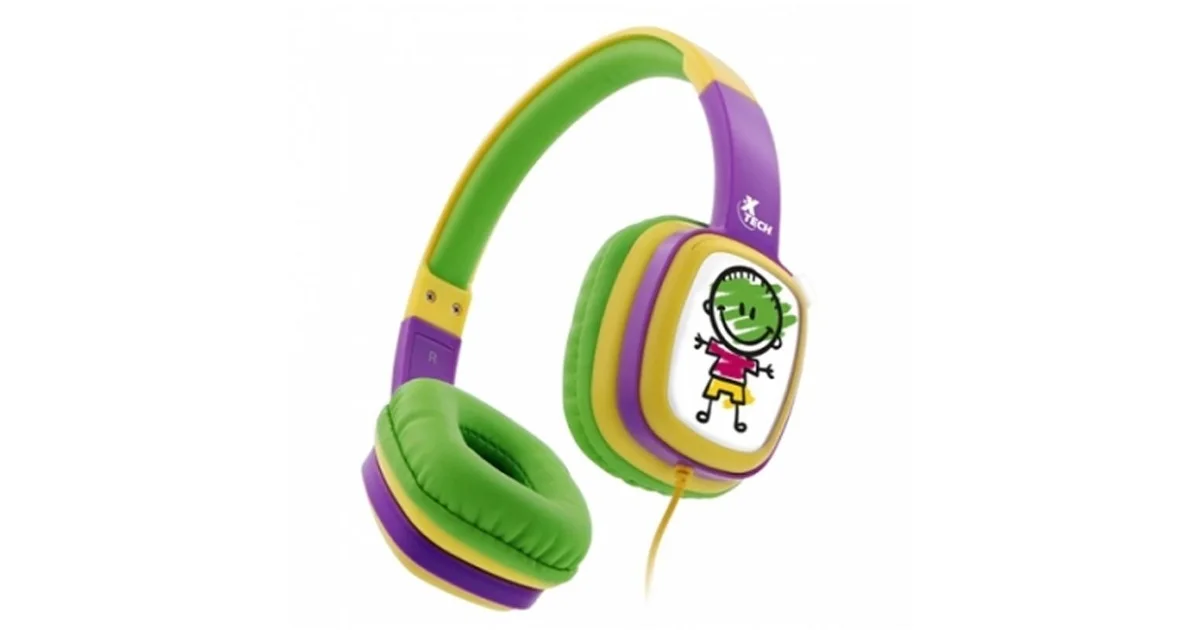 Audífonos de Diadema Xtech Sound Art XTH-350YL - Tecnología de Limitación de Volumen - Protege la Audición Al Limitar el Volumen a 85DB