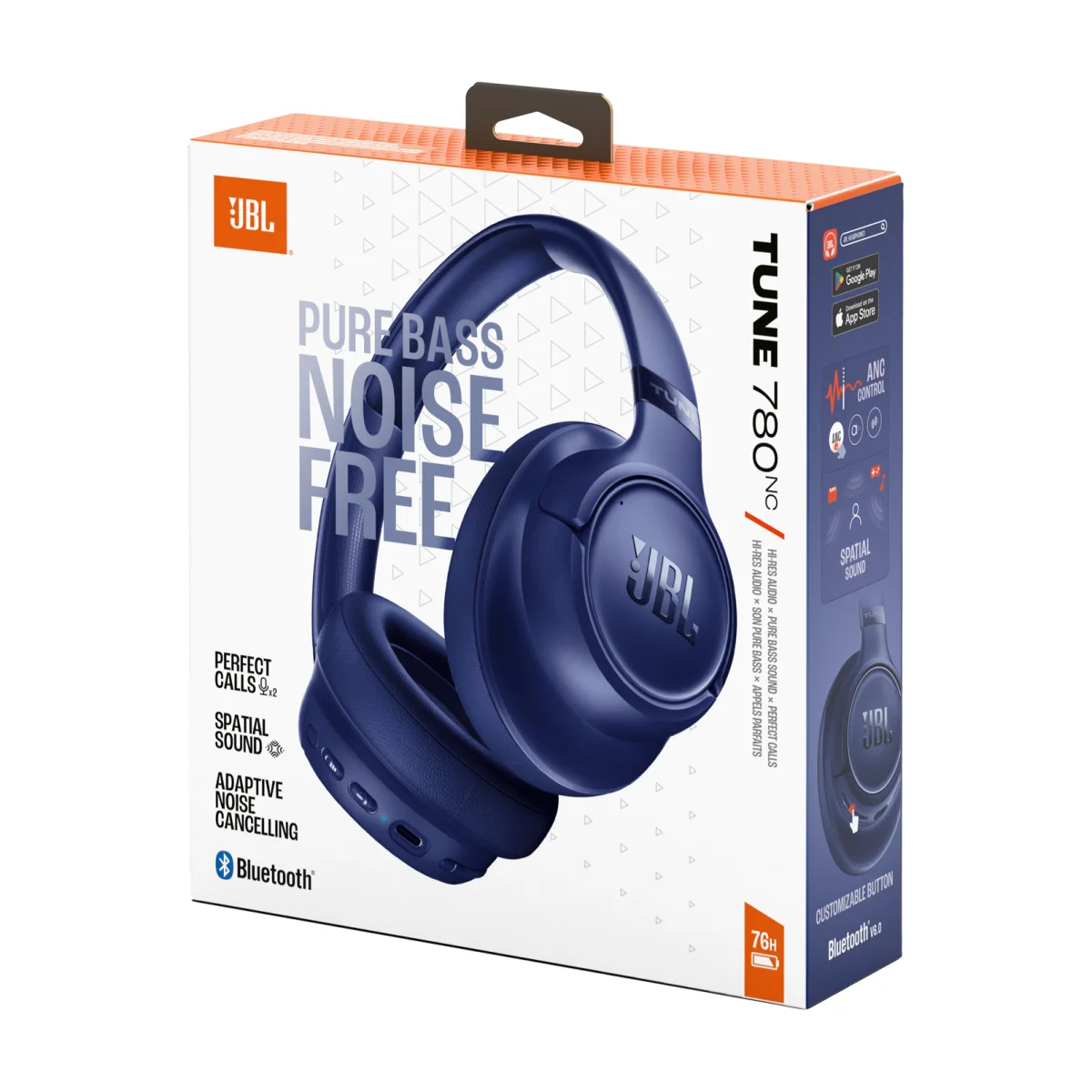 Jbl Tune - 780 Nc - Headphones - Headband - Blue-sonido Jbl Pure Bass de Alta- Resolucion con Tecnología Spatial Sound- Cancelación de Ruido Adaptativa con Smart