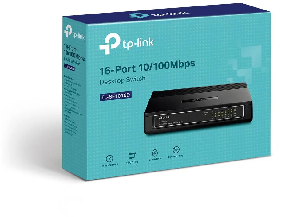 Tp-link TL-SF1016D 16-PORT 10 · 100MBPS Desktop Switch - Conmutador - 16 X 10 · 100 - Sobremesa