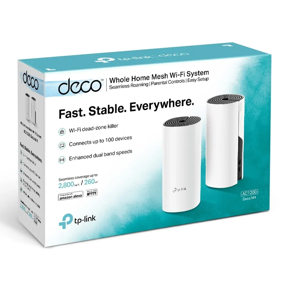 Tp-link Deco M4 - Sistema Wi-fi - 2 Enrutadores) - Hasta 2800 Pies Cuadrados - Malla 1GBE - Wi-fi 5 - Doble Banda