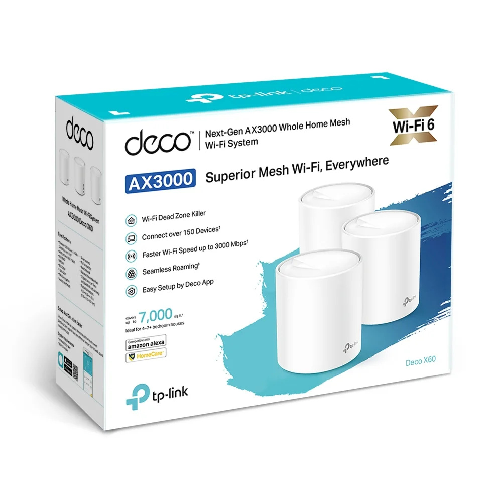 Tp-link Deco X60 - Sistema Wi-fi - 3 Enrutadores) 1GBE - Wi-fi 6 - Doble Banda