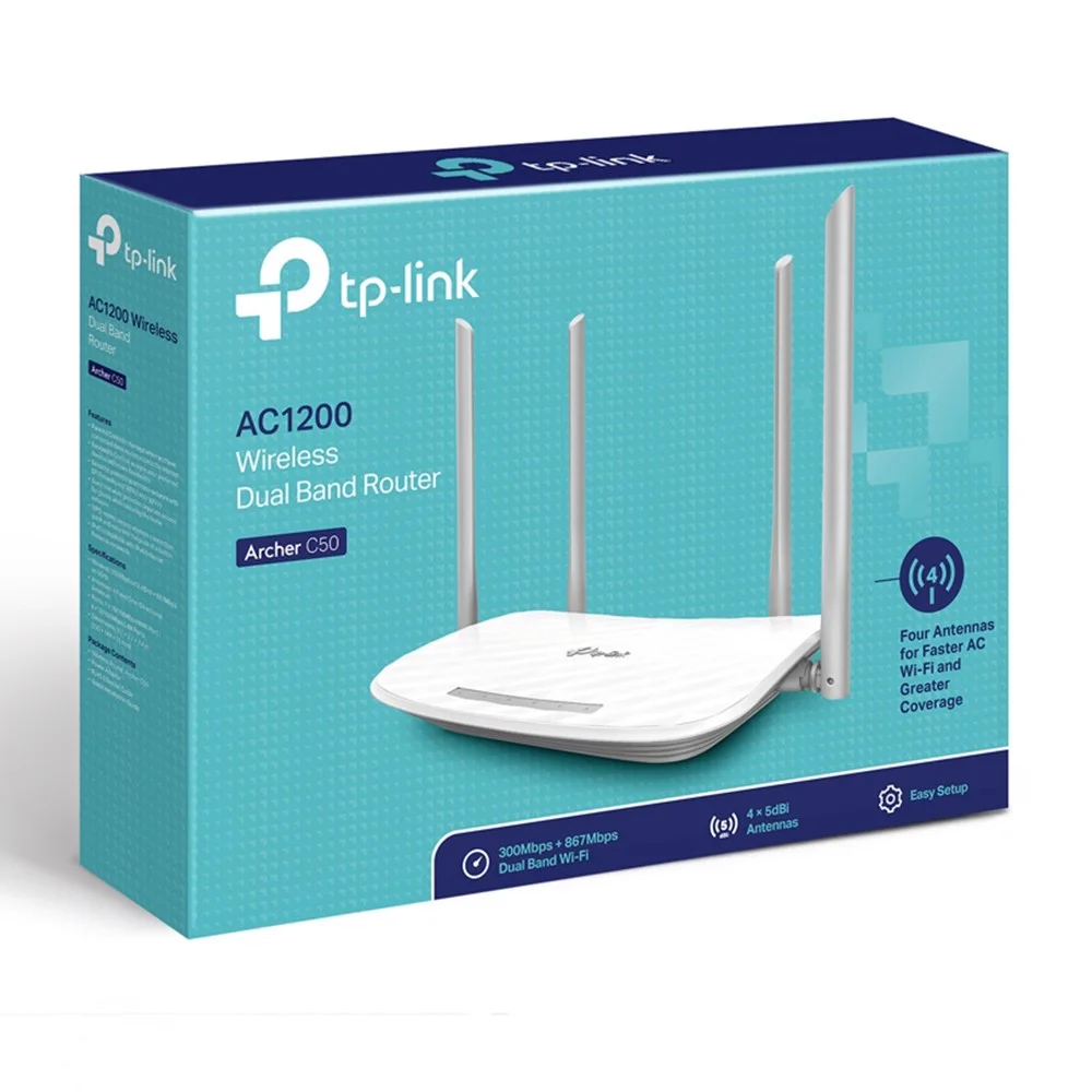 Tp-link Archer C50 - Wireless Router - 4-PORT Switch - 802.11A/B · G · N · Ac - Doble Banda AC1200