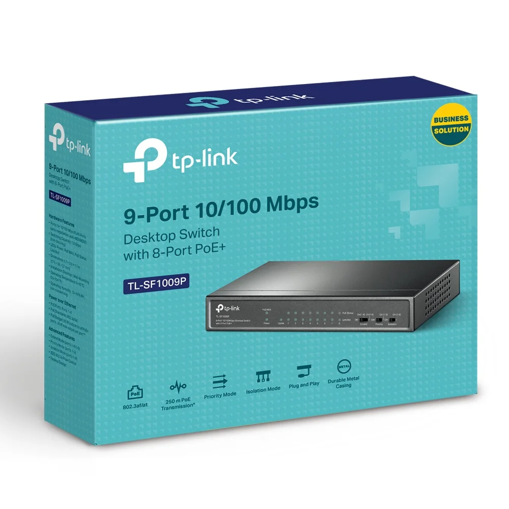Tp-link TL-SF1009P - Conmutador - sin Gestionar - 8 X 10 · 100 (poe+) + 1 X 10 · 100 - Sobremesa - Poe+ 65 W