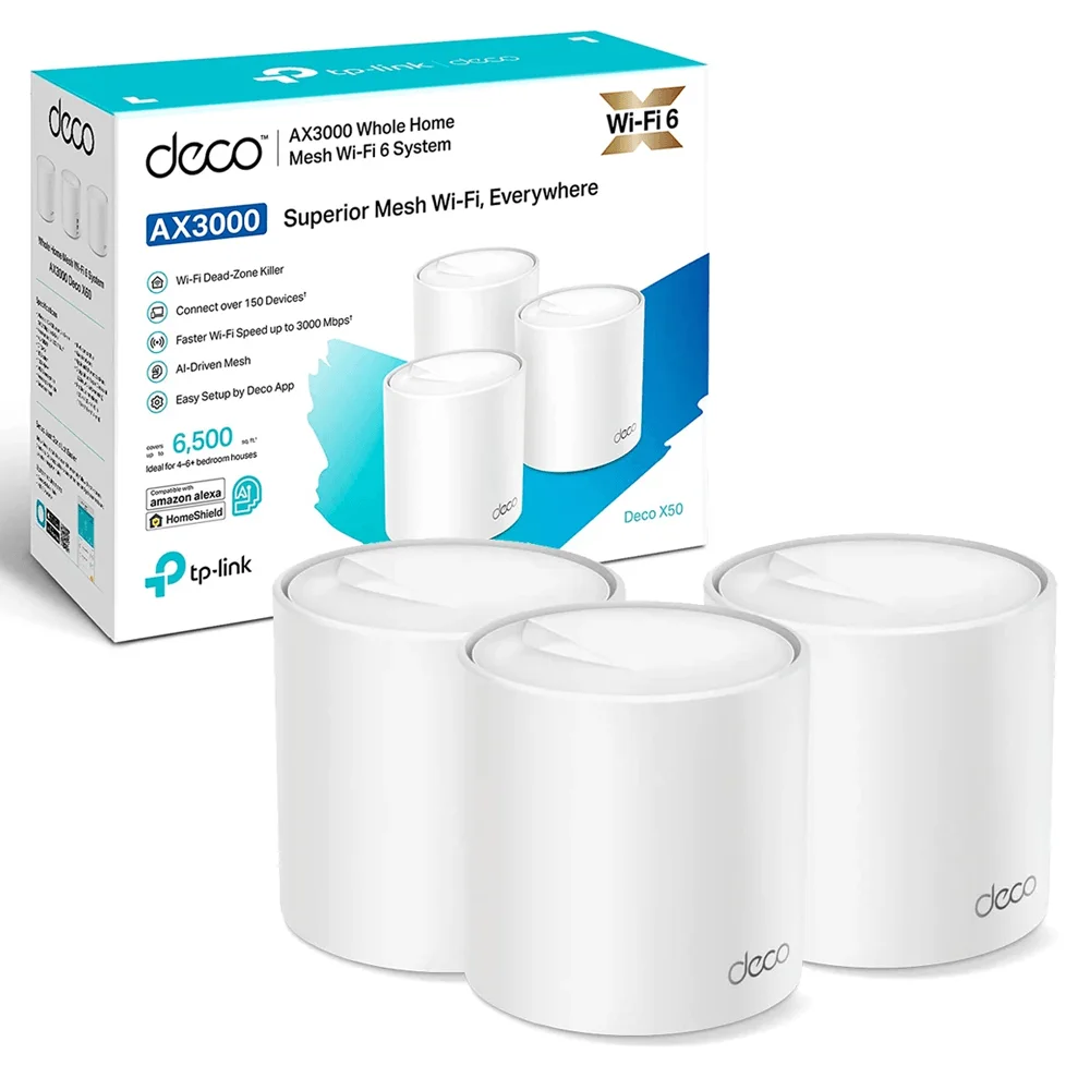 Tp-link Deco X50 - Sistema Wi-fi - 3 Enrutadores) - Hasta 6500 Pies Cuadrados - Malla 1GBE - Wi-fi 6