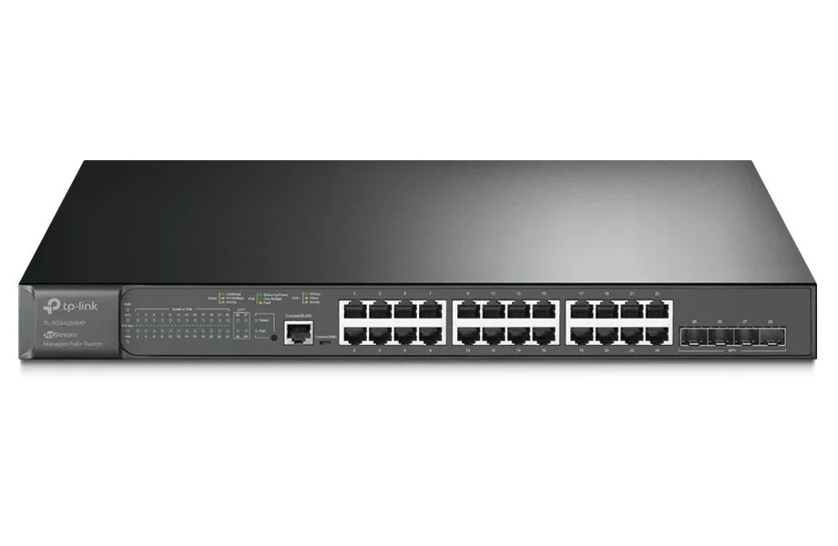 Tp-link Jetstream TL-SG3428XMP - V1 - Conmutador - Gestionado - 24 X 10 · 100 · 1000 (poe+) + 4 X 10 Gigabit Sfp+
