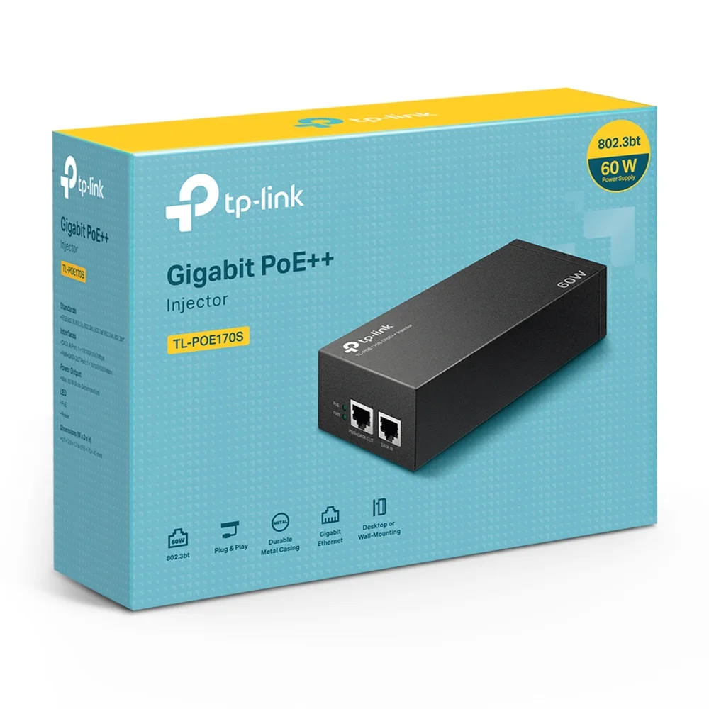 Tp-link TL-POE170S V1 - Inyector de Corriente - Ca 100-240 V - 60 Vatios - Conectores de Salida: 1