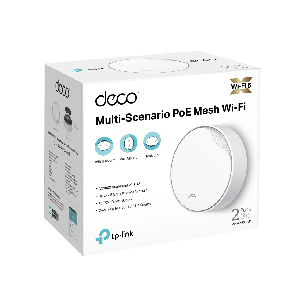 Tp-link Deco X50-POE V1 - Sistema Wi-fi - 2 Enrutadores) - Malla 1GBE - Wi-fi 6 - Doble Banda