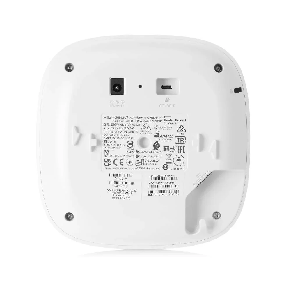 Hpe Networking Instant On AP22 (rw) - Punto de Acceso Inalámbrico - Bluetooth Wi-fi 6 - 2.4 GHZ 5 GHZ